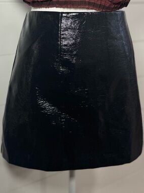 Abercrombie & Fitch Black Vegan Leather Mini Skirt L